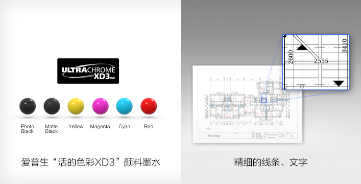 6色爱普生“活得色彩XD3”颜料墨水 - Epson SC-T7780D产品功能